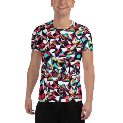 Vivid Rupture on a Men's Athletic T-Shirt