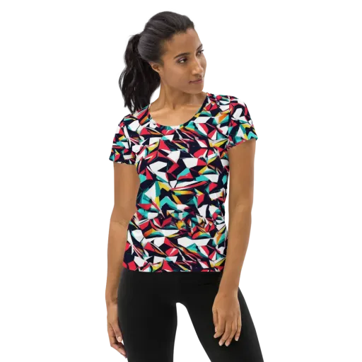 Vivid Rupture on a Women's Athletic T-Shirt
