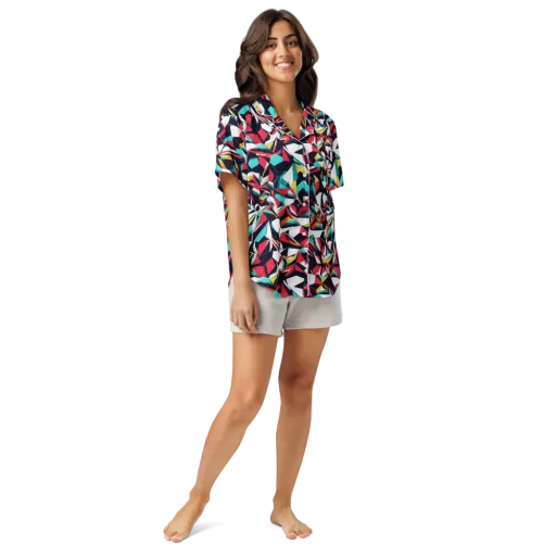 Vivid Rupture on a Women's Short Sleeve Pajama Top