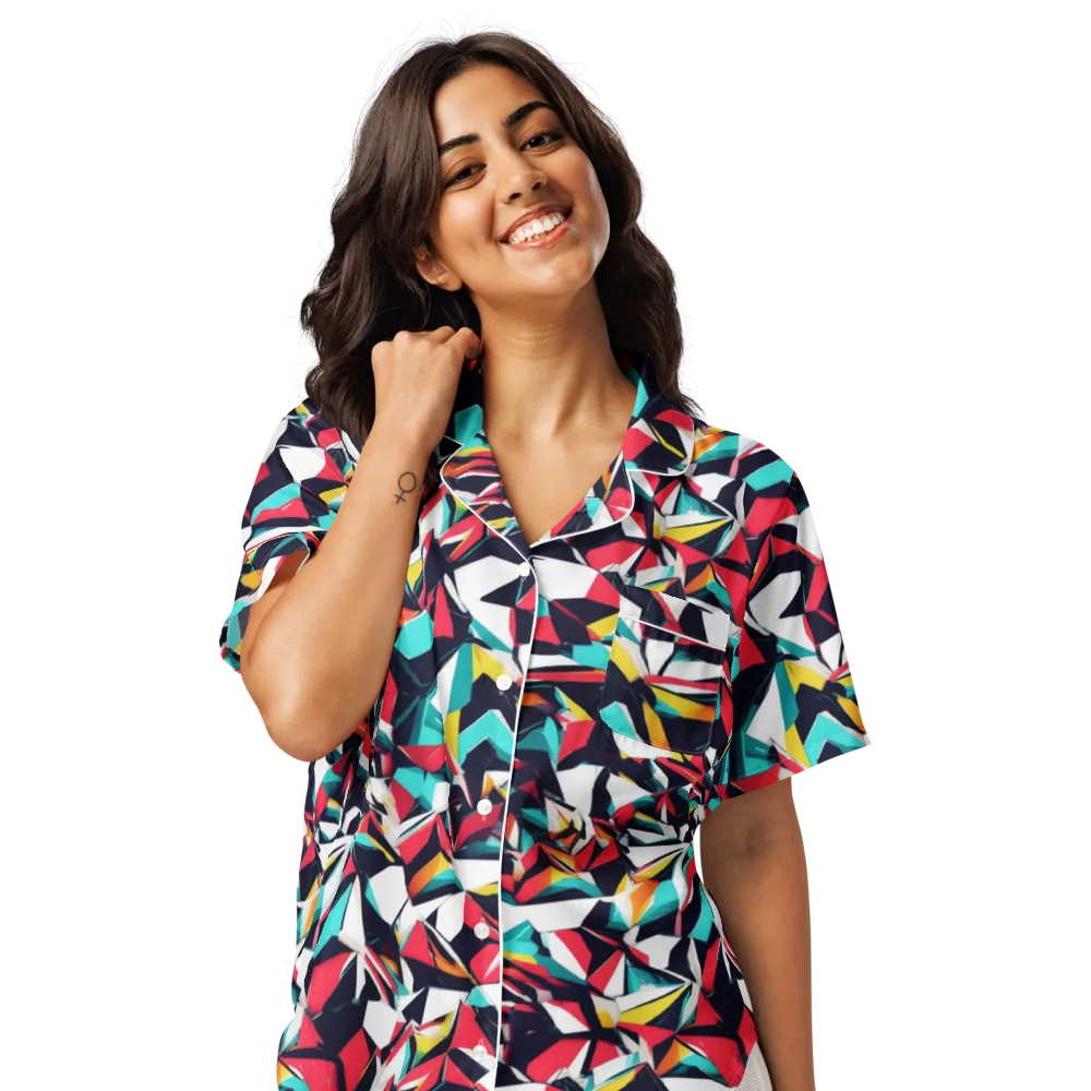 Vivid Rupture on Women's Short Sleeve Pajama Top — Front
