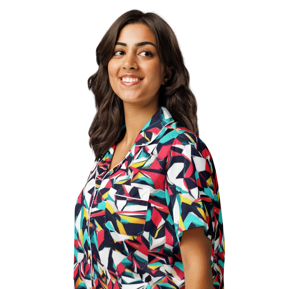 Vivid Rupture on Women's Short Sleeve Pajama Top — Left Front