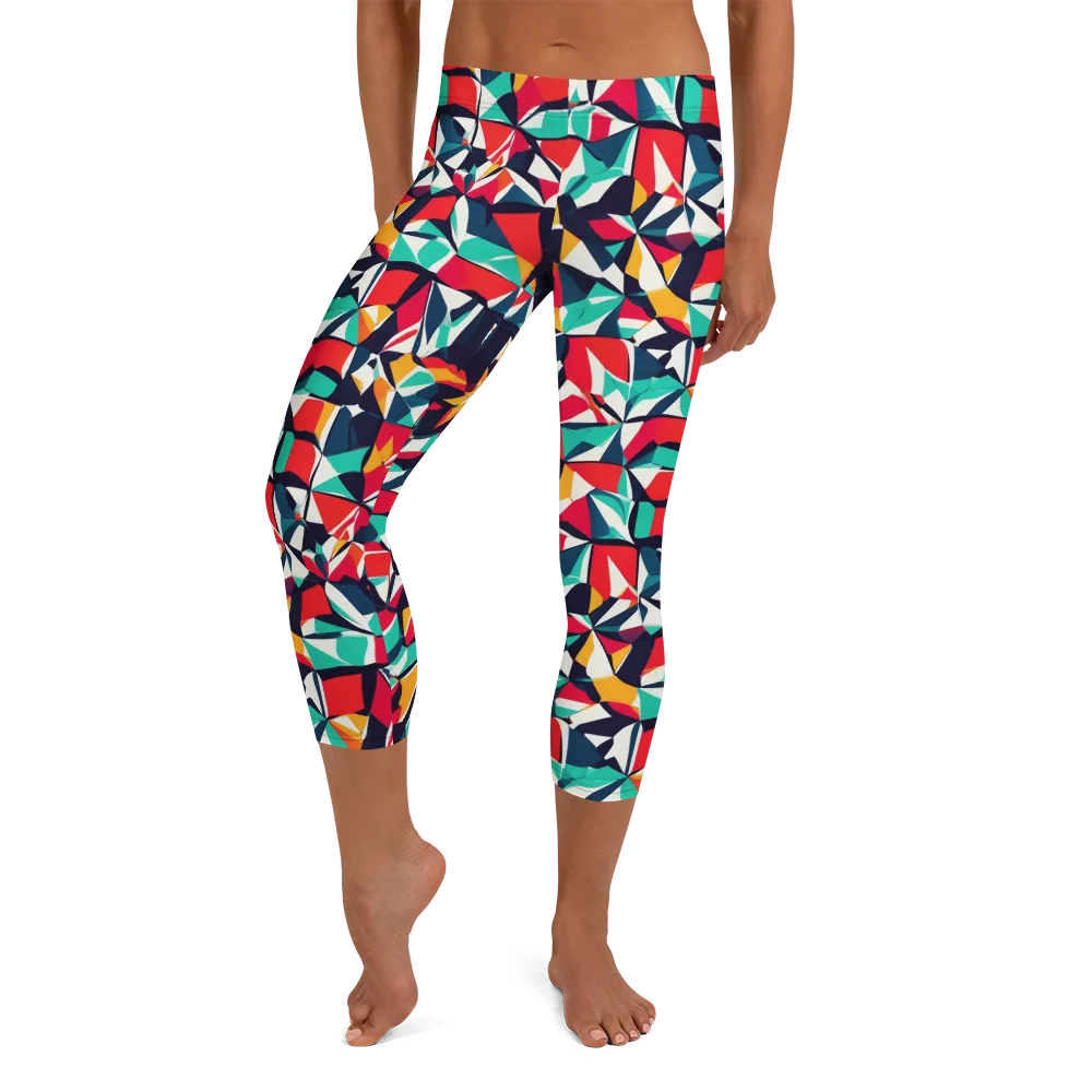 Fauvist Fracture on Capri Leggings — Front