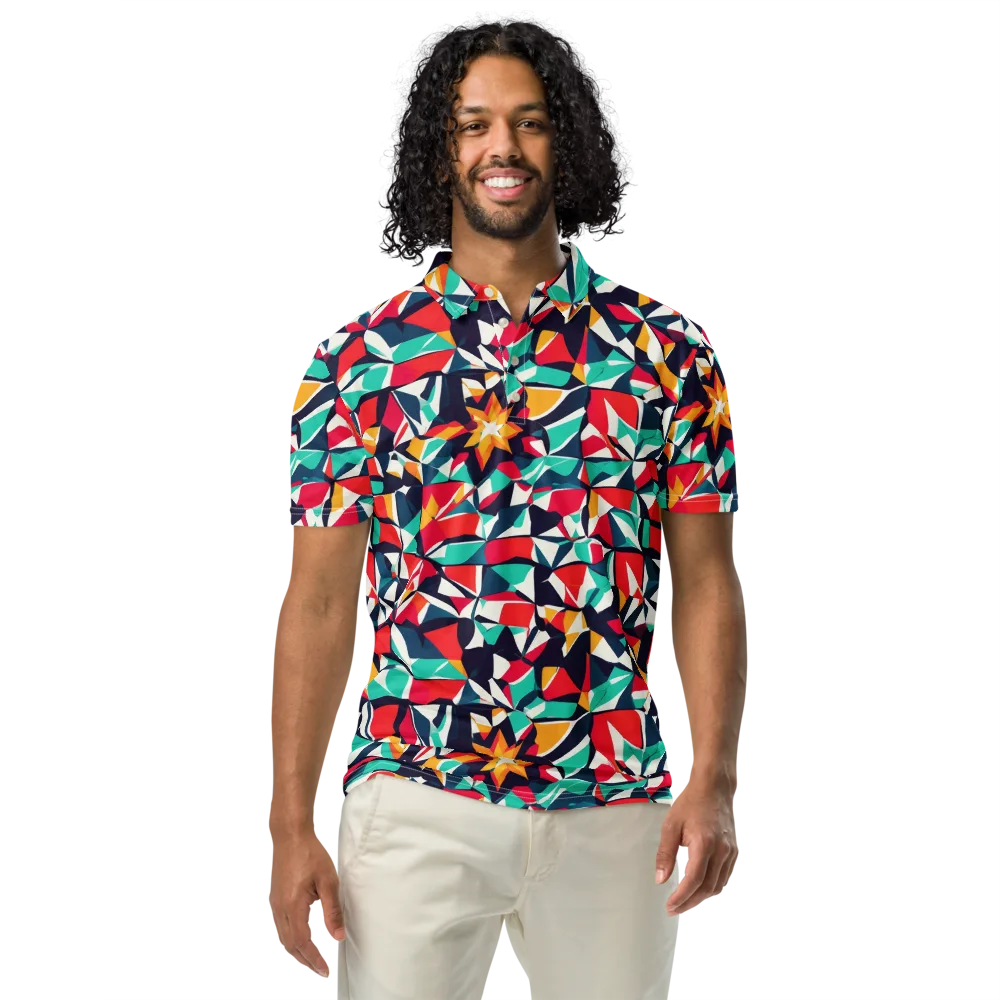 Fauvist Fracture on Men's Slim Fit Polo Shirt — Front