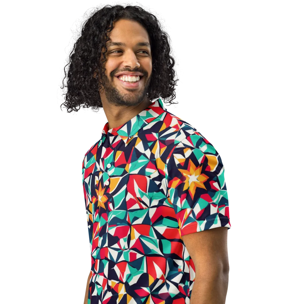Fauvist Fracture on Men's Slim Fit Polo Shirt — Left Front