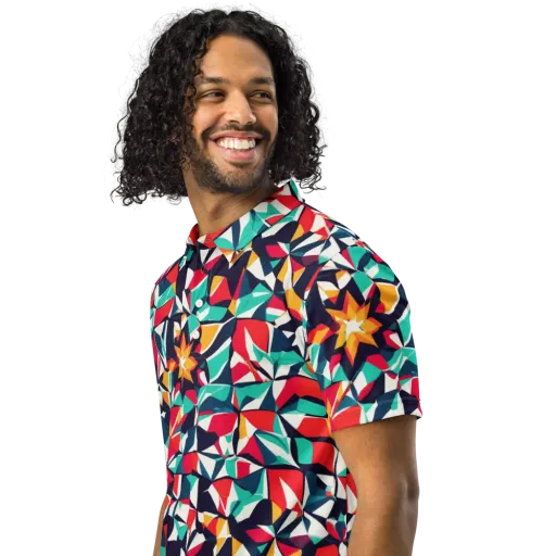 Fauvist Fracture on a Men's Slim Fit Polo Shirt