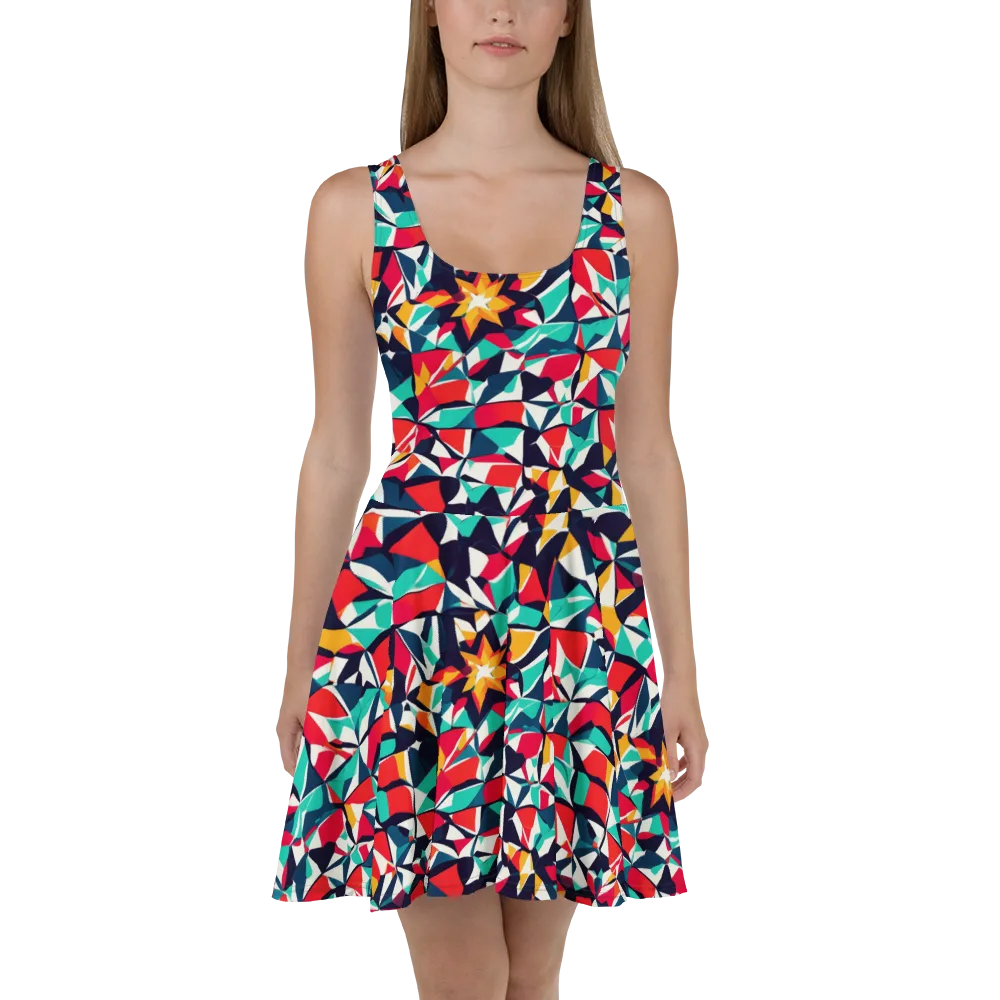 Fauvist Fracture on Skater Dress — Front
