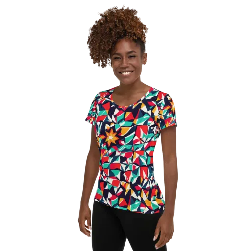 Fauvist Fracture on a Women's Athletic T-Shirt
