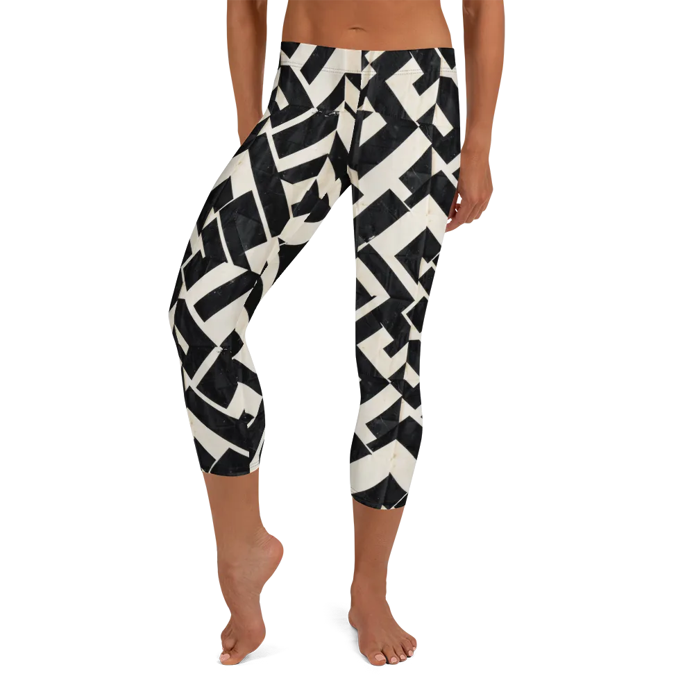 Obsidian Origami on Capri Leggings — Front