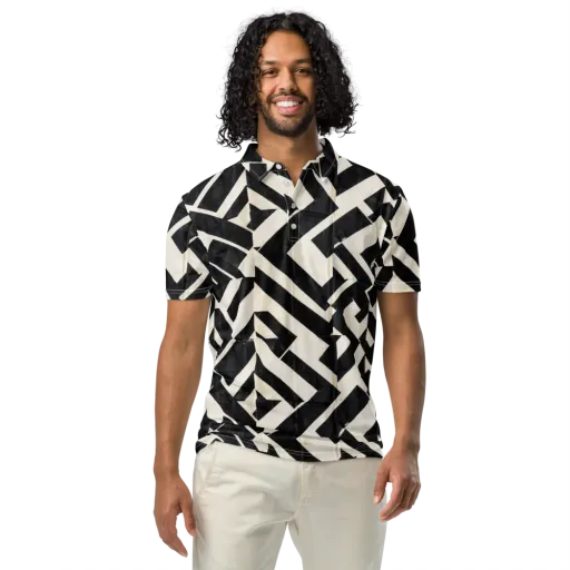 Obsidian Origami on a Men's Slim Fit Polo Shirt