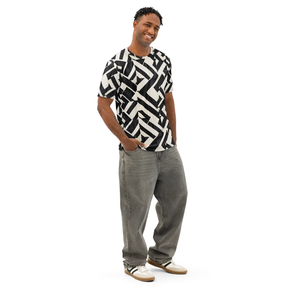 Obsidian Origami on Men's Cotton Crew Neck T-Shirt — Right Front
