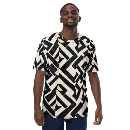 Obsidian Origami on a Men's Crew Neck T-Shirt