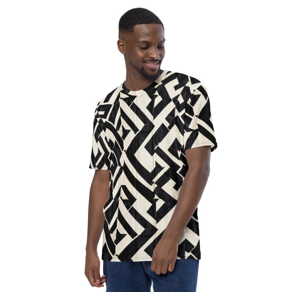 Obsidian Origami on Men's Crew Neck T-Shirt — Left