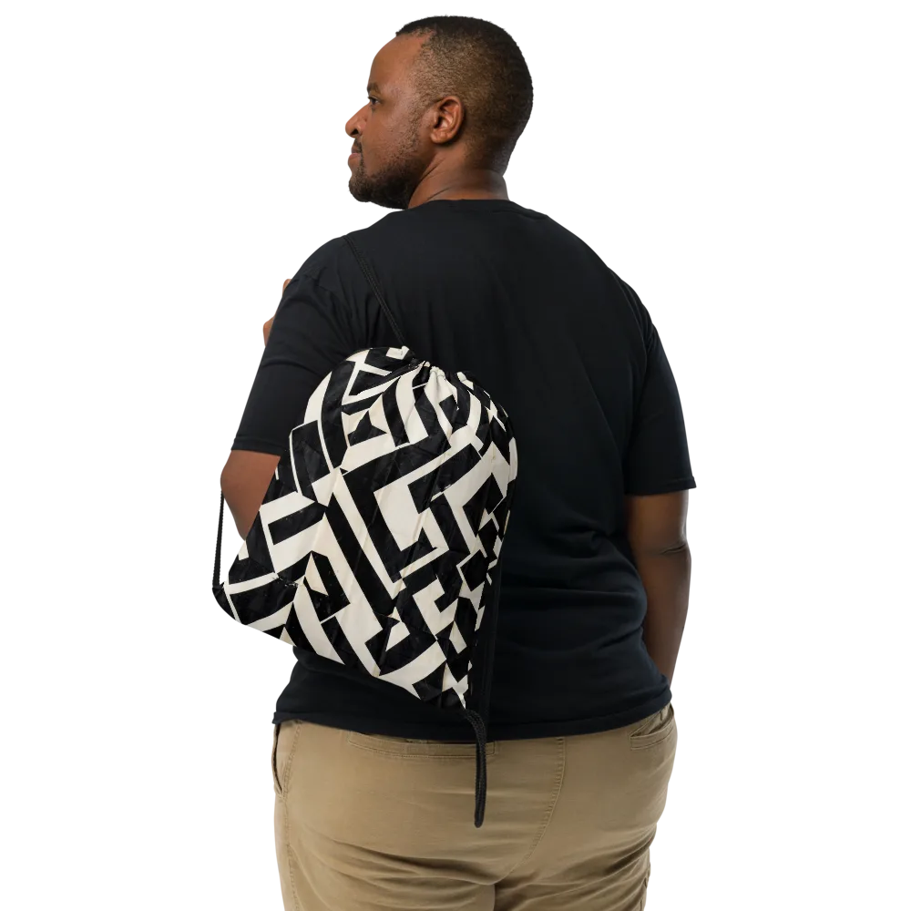 Obsidian Origami on Drawstring Bag — Front