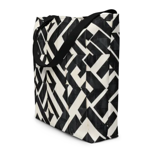 Obsidian Origami on a Large Tote Bag W/ Pocket