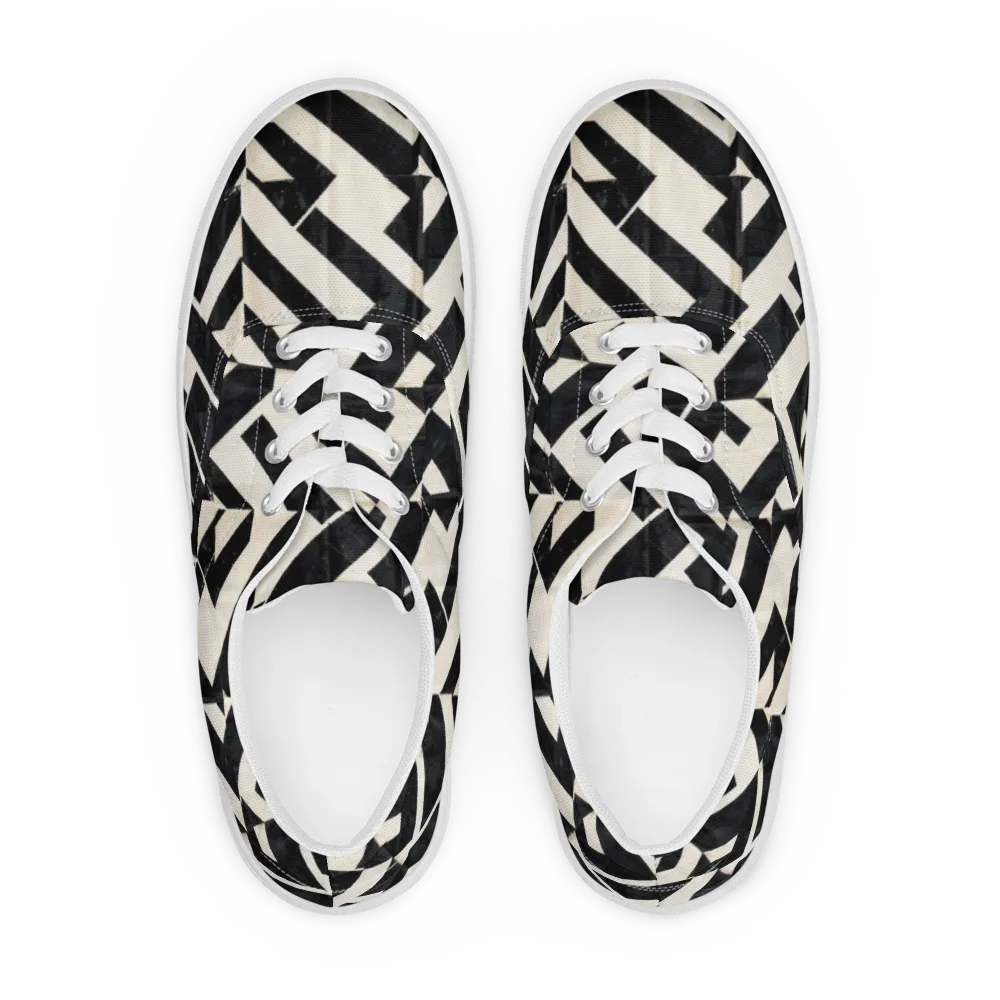 Obsidian Origami on Men's Lace-Up Canvas Shoes — Front