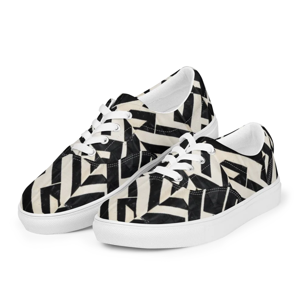 Obsidian Origami on Men's Lace-Up Canvas Shoes — Left Front