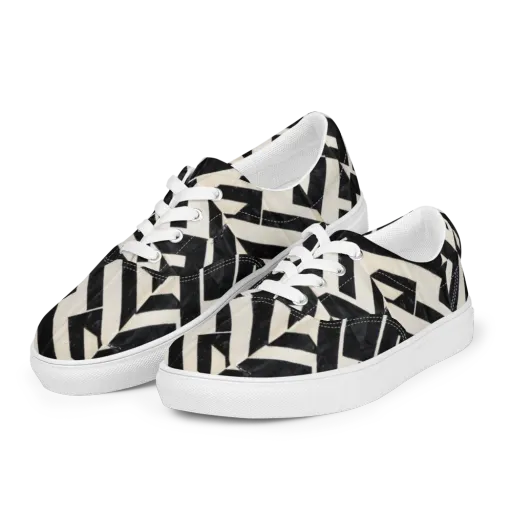 Obsidian Origami on Men's Lace-Up Canvas Shoes