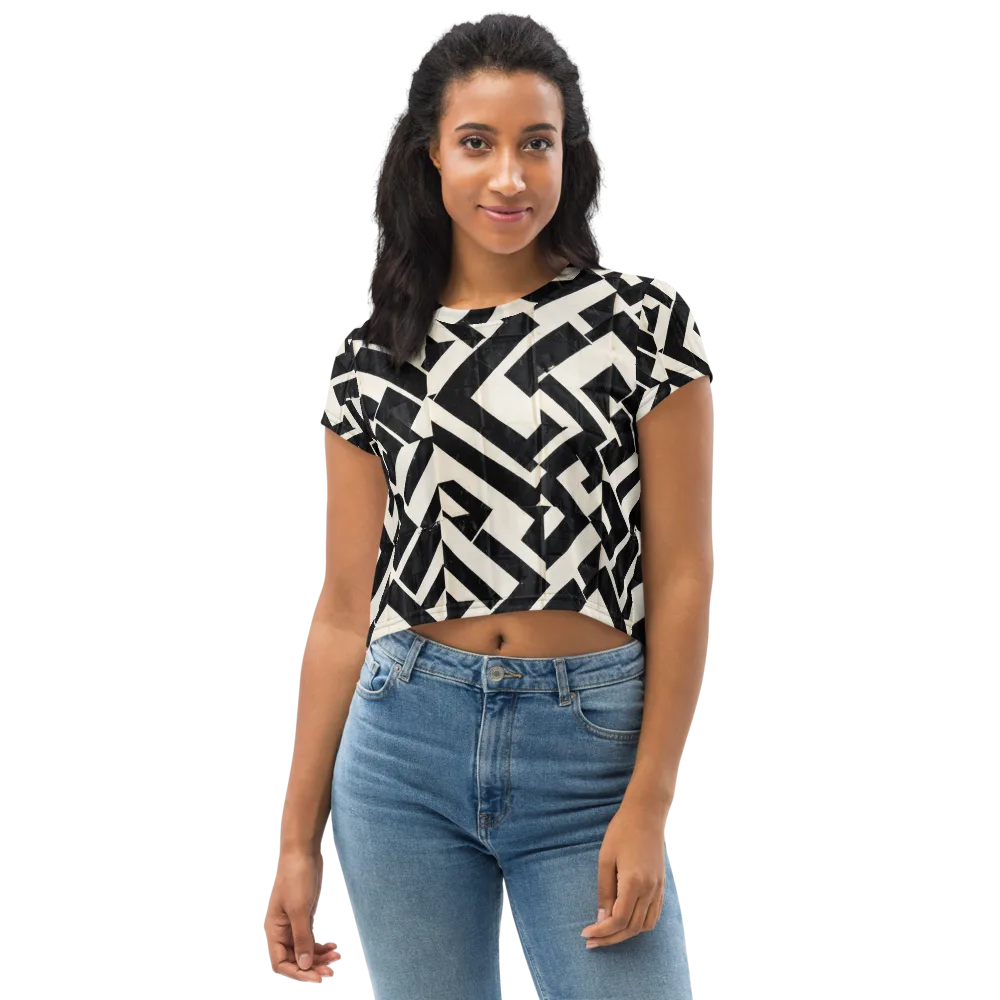Obsidian Origami on Crop Tee — Front