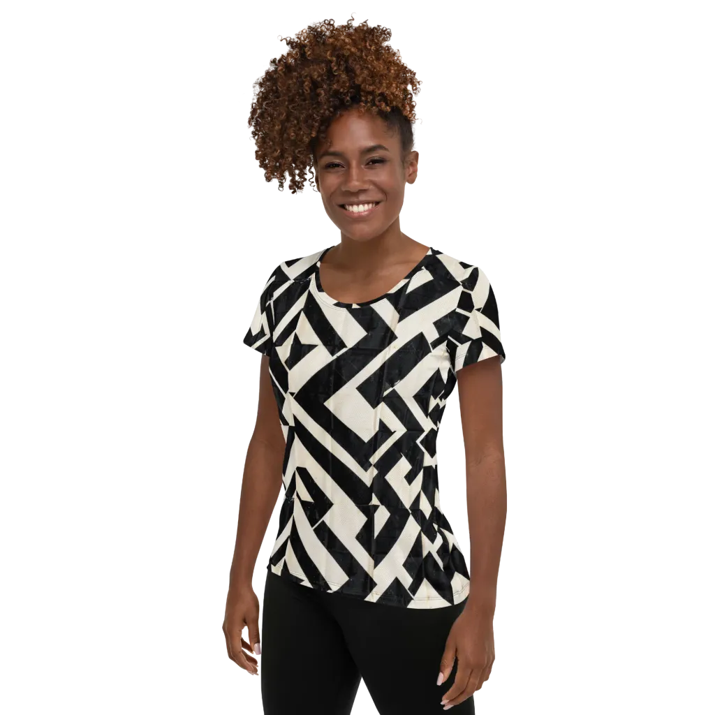 Obsidian Origami on Women's Athletic T-Shirt — Left
