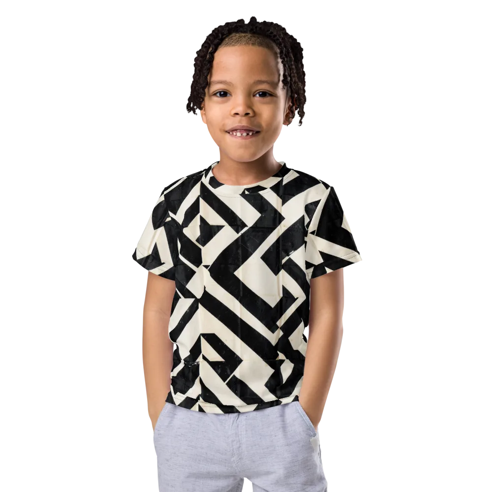 Obsidian Origami on Kids Crew Neck T-Shirt — Front
