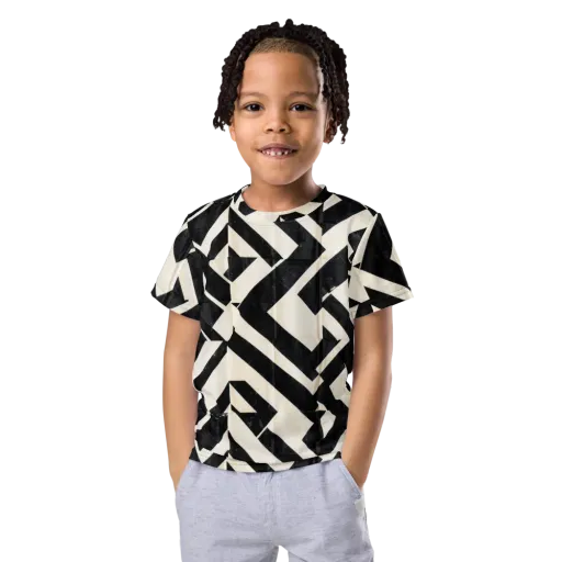 Obsidian Origami on a Kids Crew Neck T-Shirt