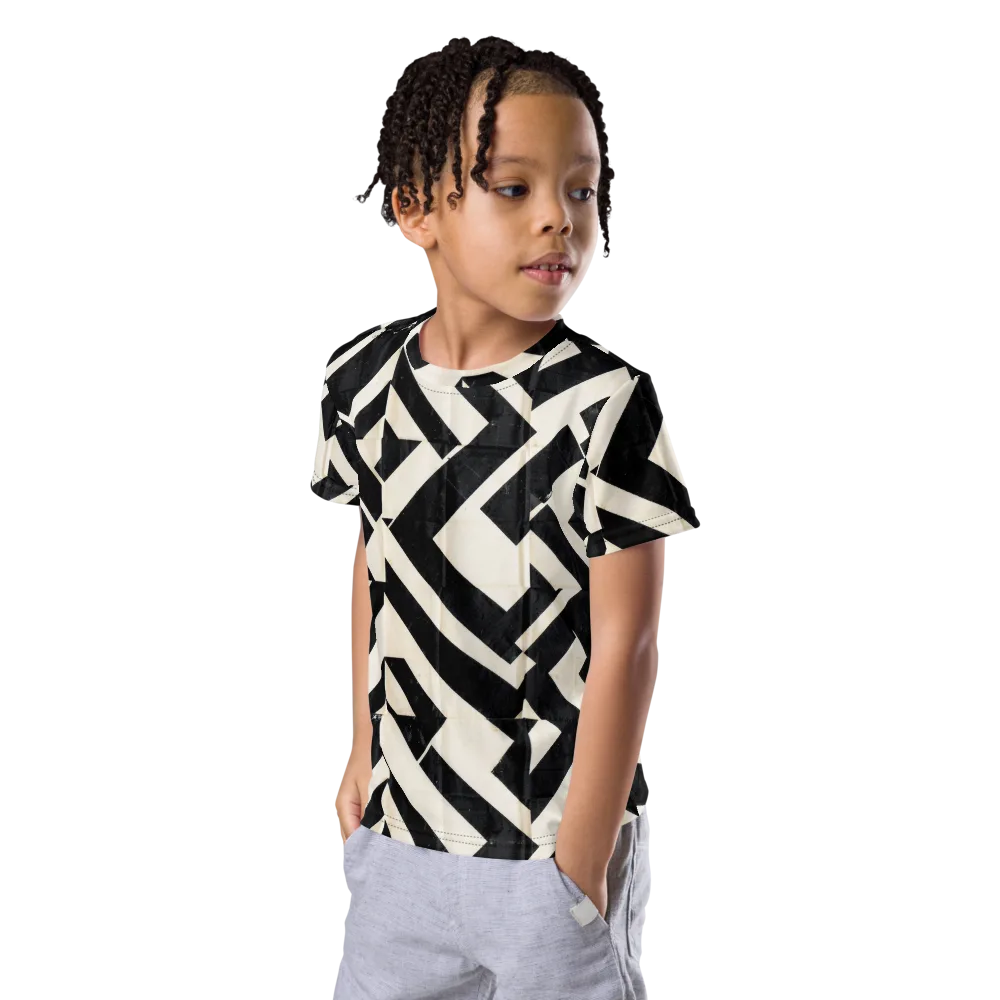 Obsidian Origami on Kids Crew Neck T-Shirt — Left Front