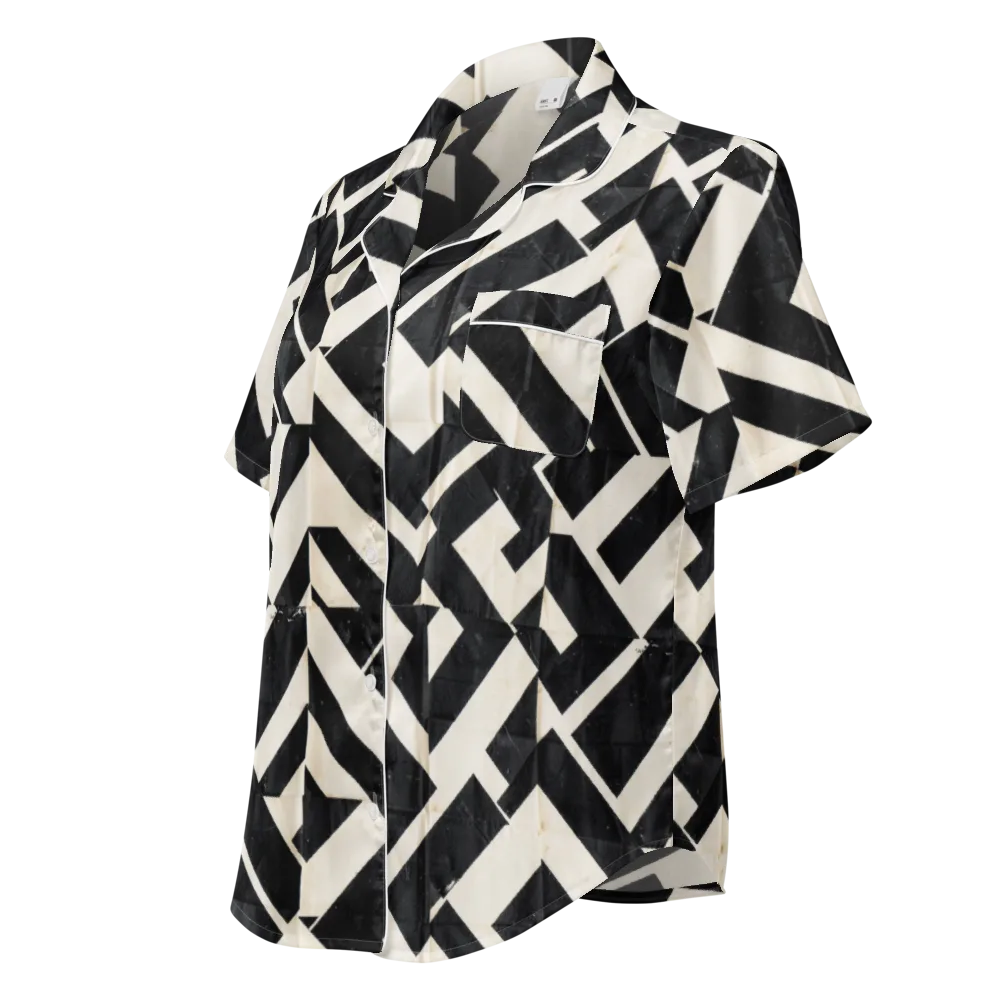Obsidian Origami on Women's Short Sleeve Pajama Top — Left Front