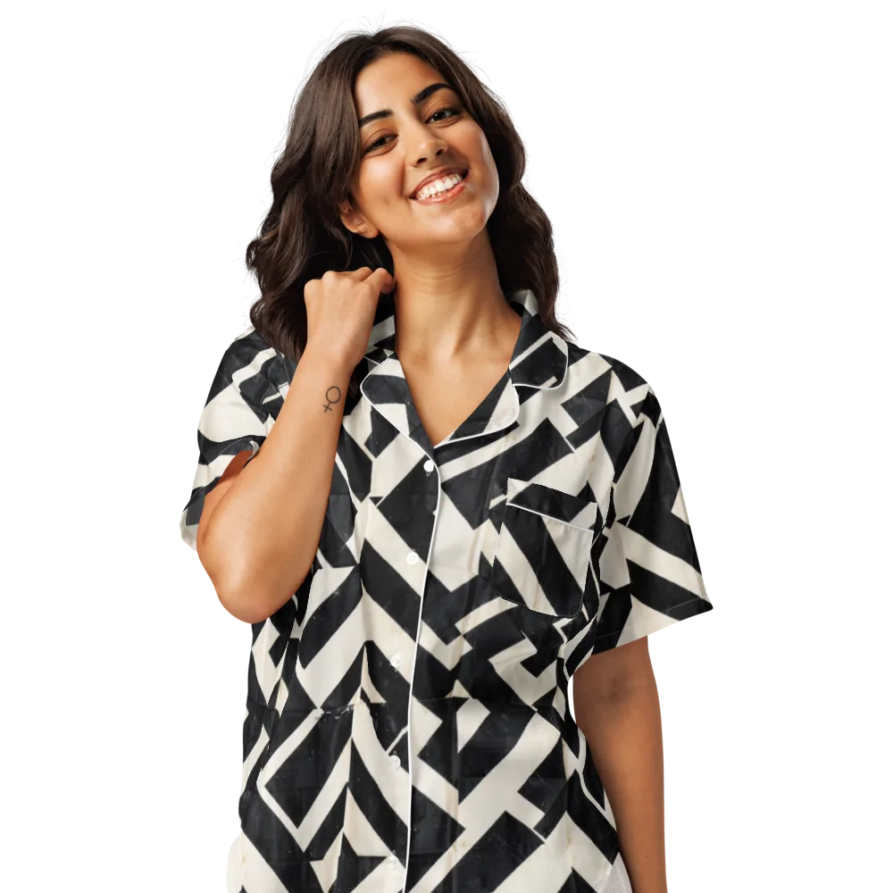 Obsidian Origami on Women's Short Sleeve Pajama Top — Front