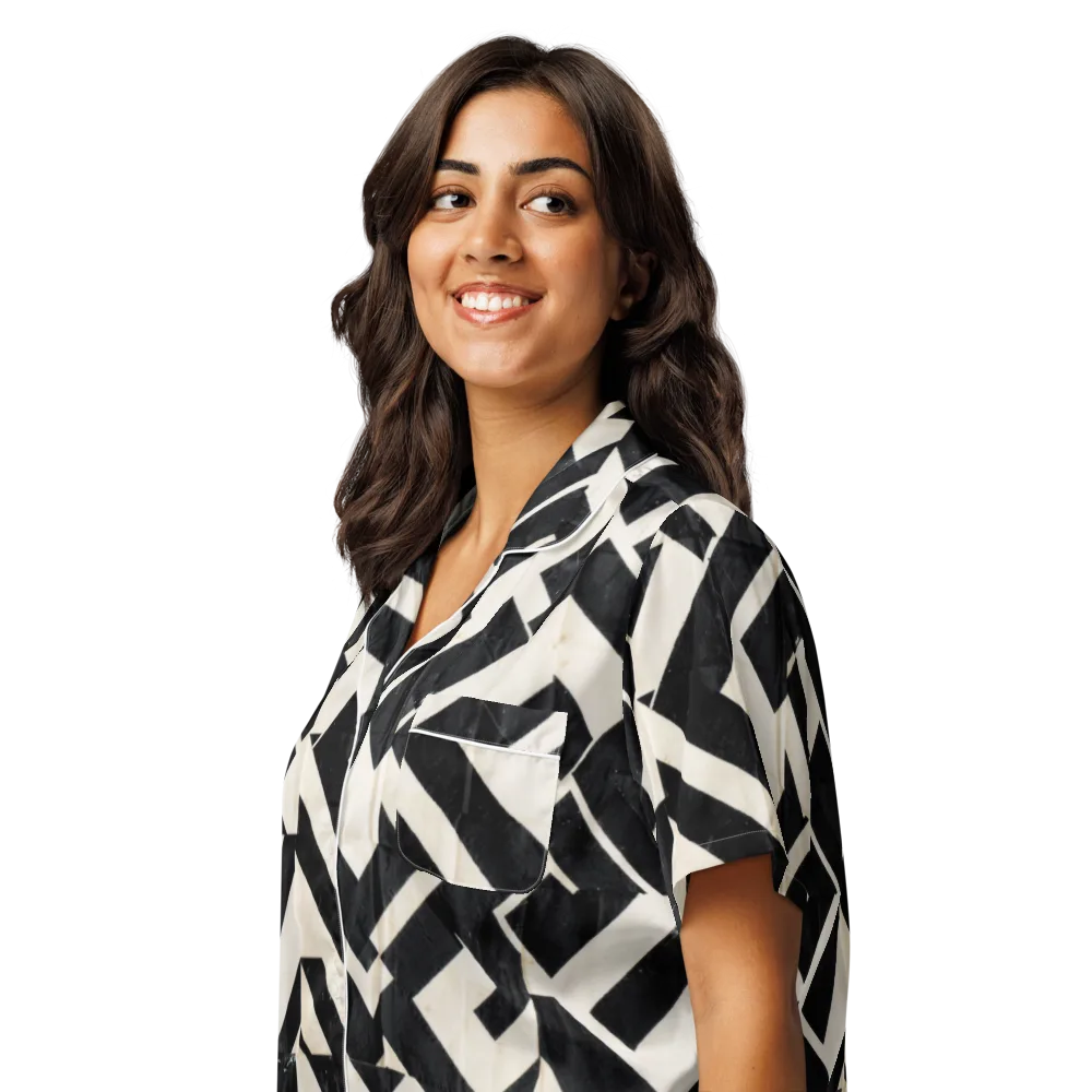Obsidian Origami on Women's Short Sleeve Pajama Top — Left Front