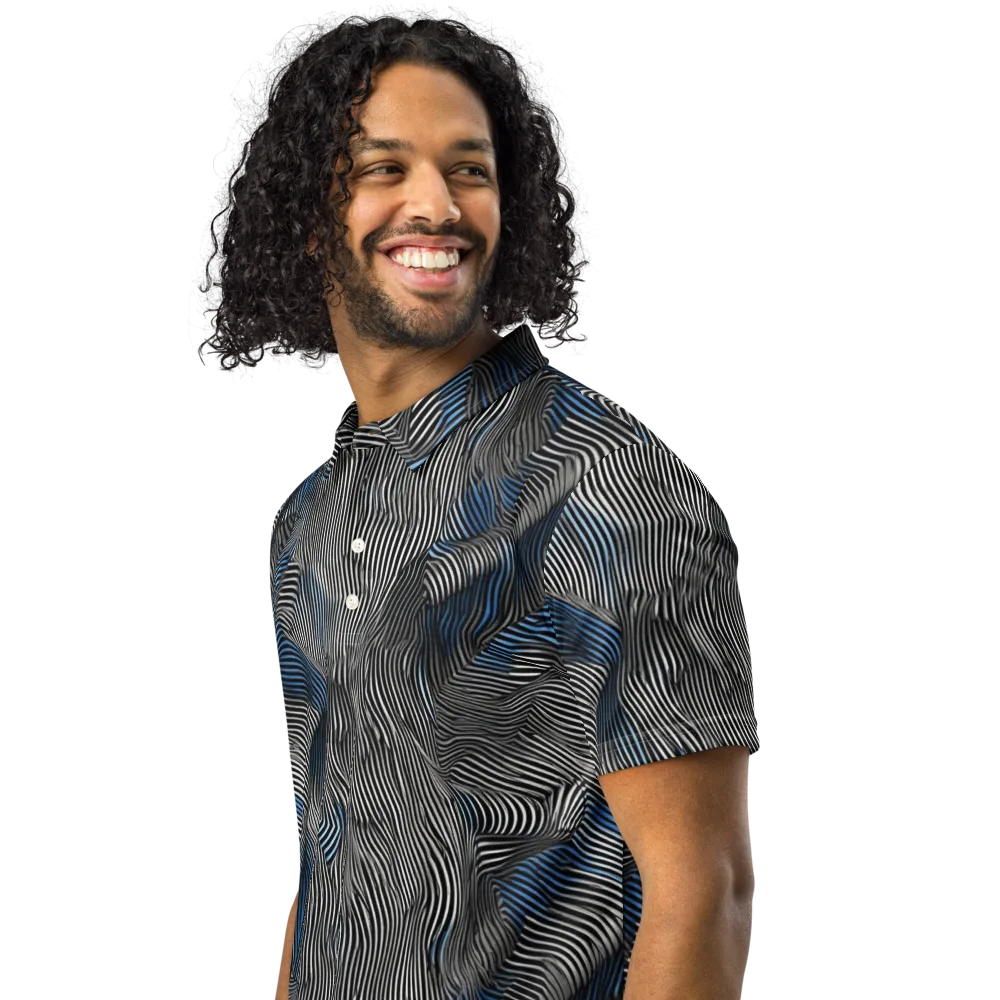 Ripple Theory on Men's Slim Fit Polo Shirt — Left Front