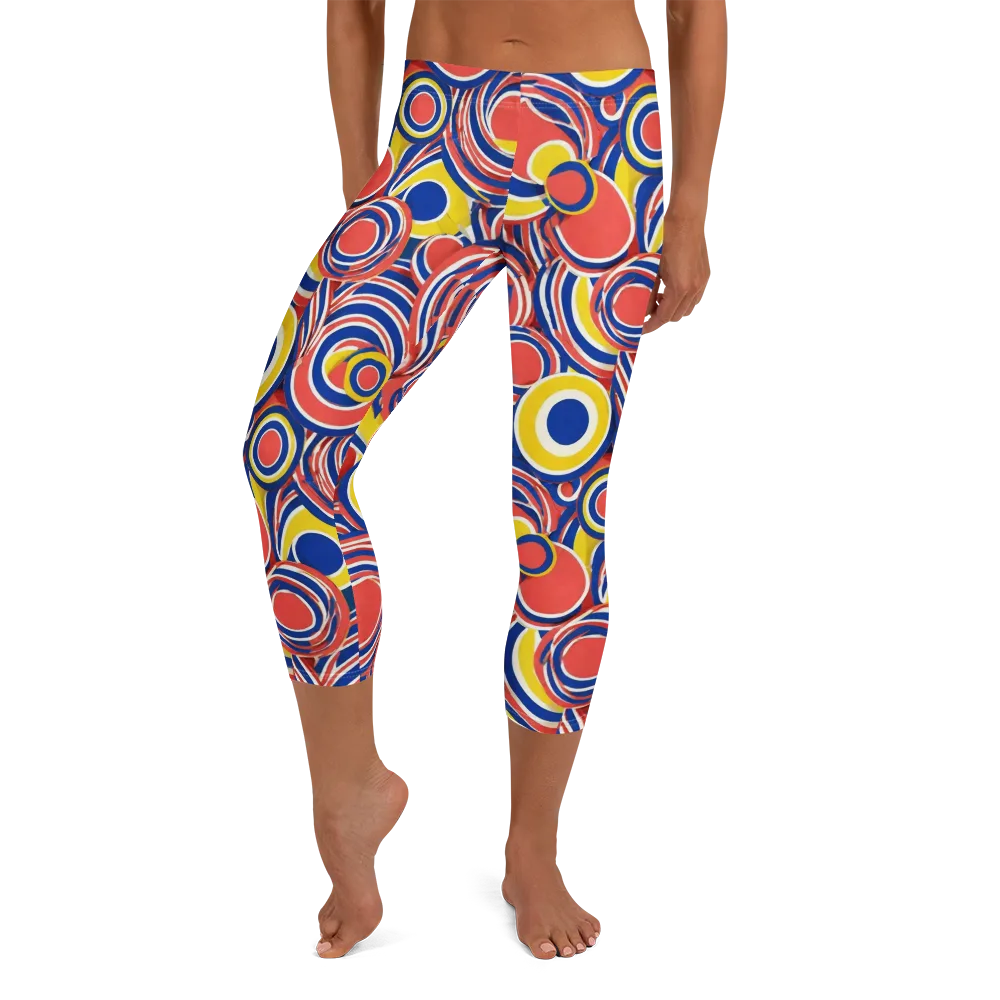 Carnival Circles on Capri Leggings — Front