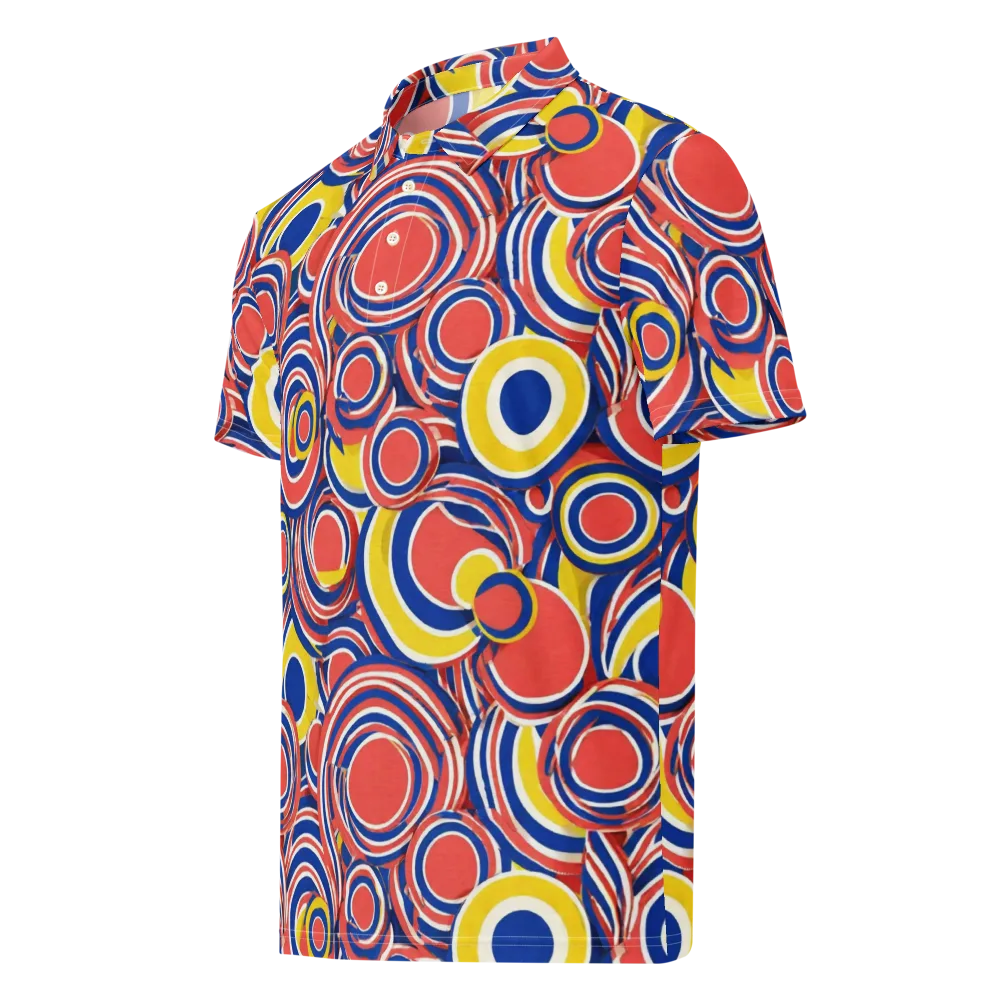 Carnival Circles on Men's Slim Fit Polo Shirt — Left Front