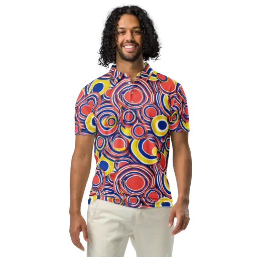 Carnival Circles on a Men's Slim Fit Polo Shirt
