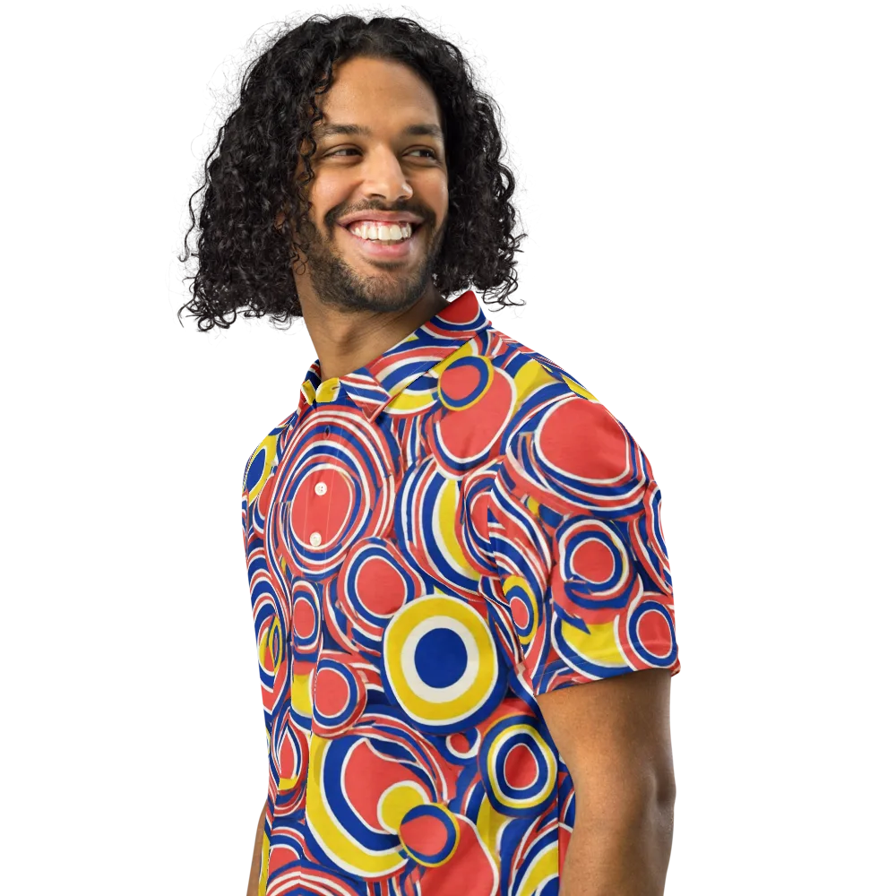 Carnival Circles on Men's Slim Fit Polo Shirt — Left Front