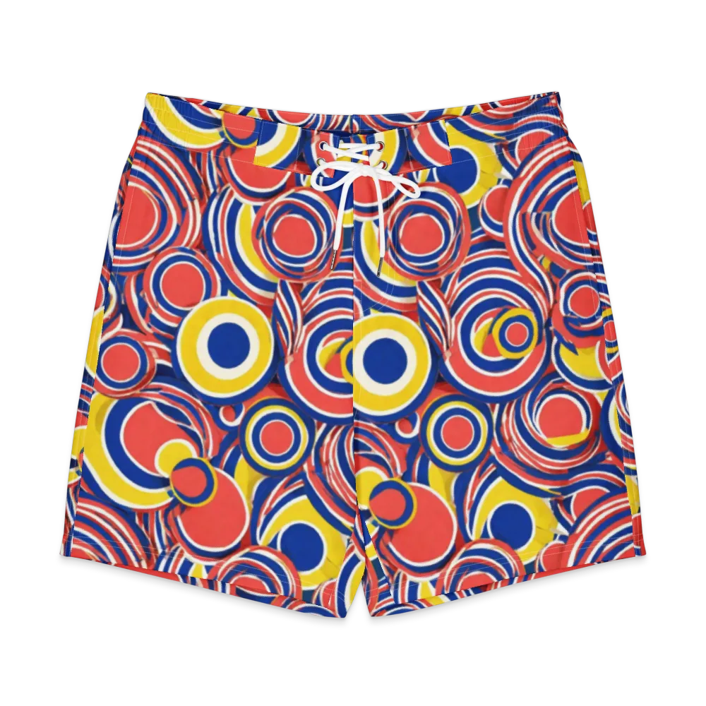 Carnival Circles on Men's Board Shorts — Front