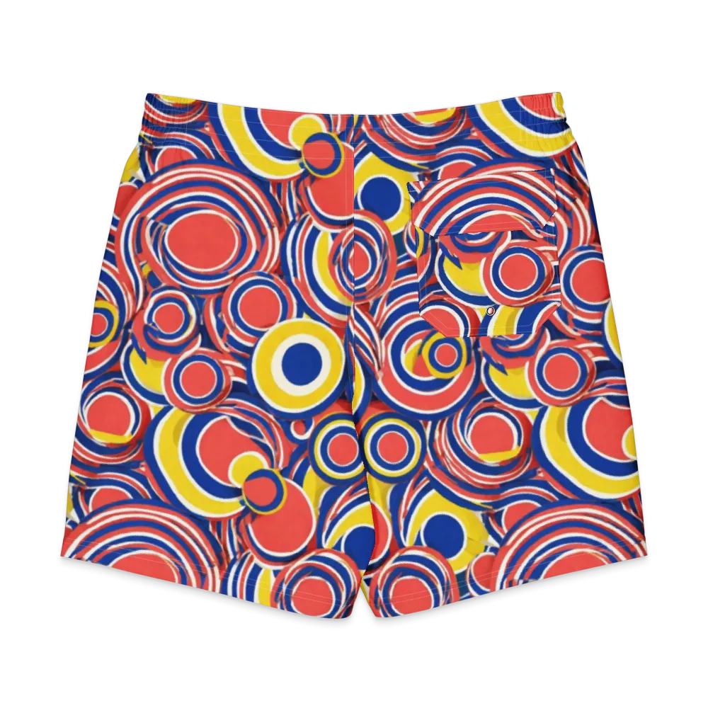 Carnival Circles on Men's Board Shorts — Back