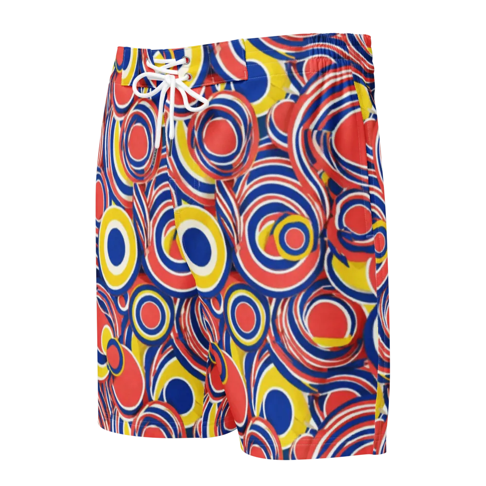 Carnival Circles on Men's Board Shorts — Front