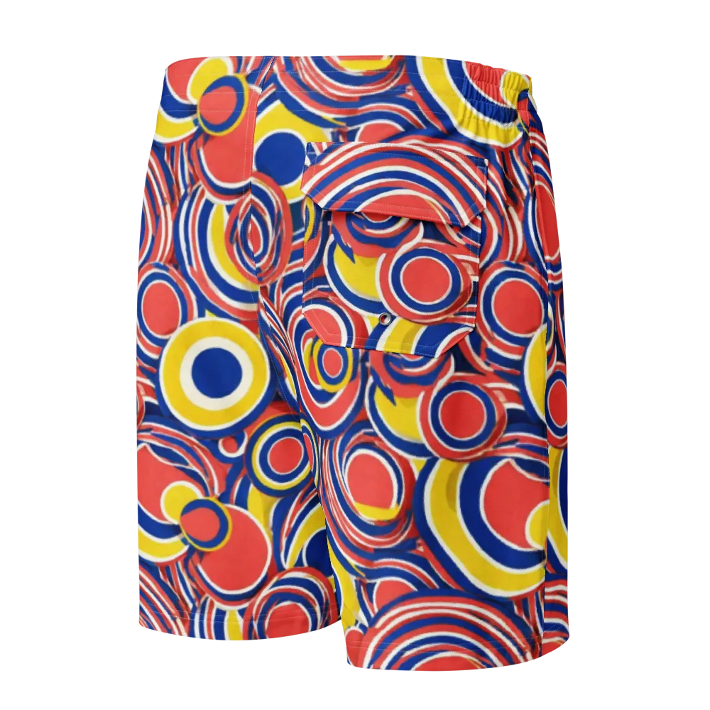 Carnival Circles on Men's Board Shorts — Back