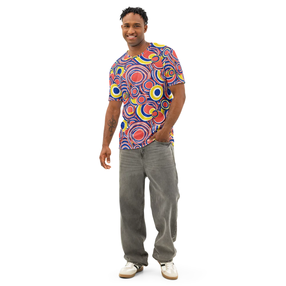 Carnival Circles on Men's Cotton Crew Neck T-Shirt — Front
