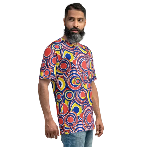 Carnival Circles on a Men's Crew Neck T-Shirt
