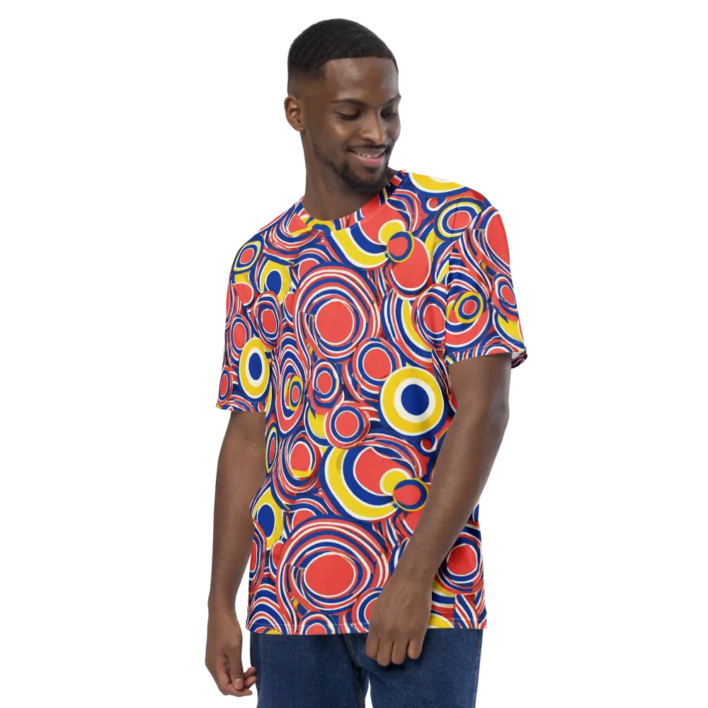 Carnival Circles on Men's Crew Neck T-Shirt — Left