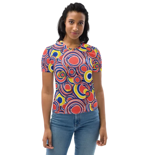 Carnival Circles on a Women's Crew Neck T-Shirt