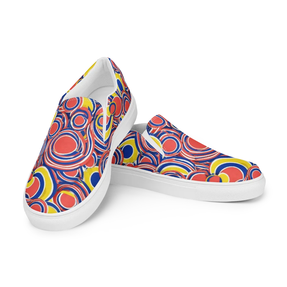 Carnival Circles on Men's Slip-On Canvas Shoes — Left Front