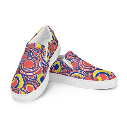 Carnival Circles on a Men's Slip-On Canvas Shoes
