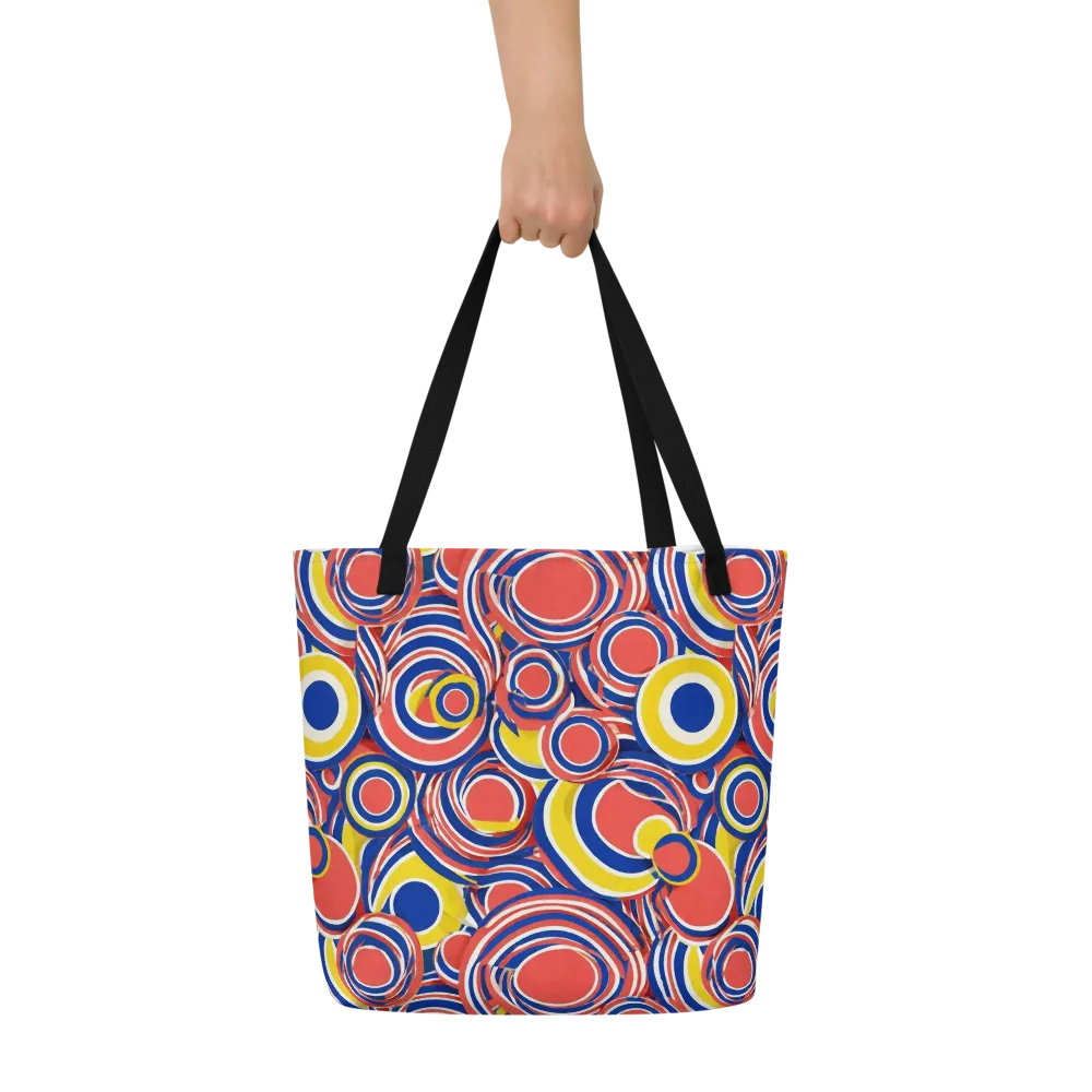 Carnival Circles on Large Tote Bag W/ Pocket — Front