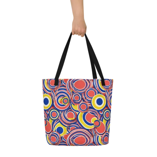 Carnival Circles on a Large Tote Bag W/ Pocket