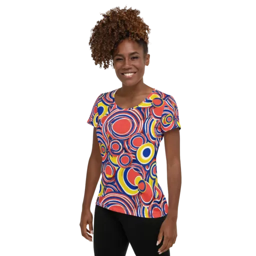 Carnival Circles on a Women's Athletic T-Shirt