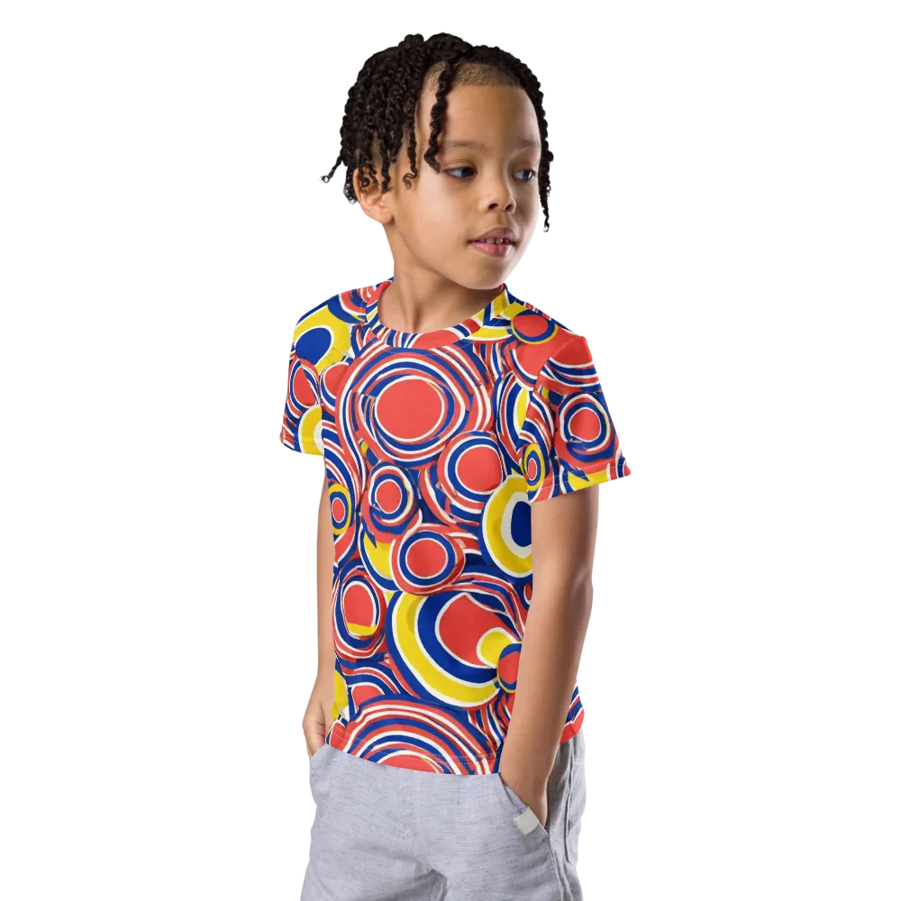 Carnival Circles on Kids Crew Neck T-Shirt — Left Front