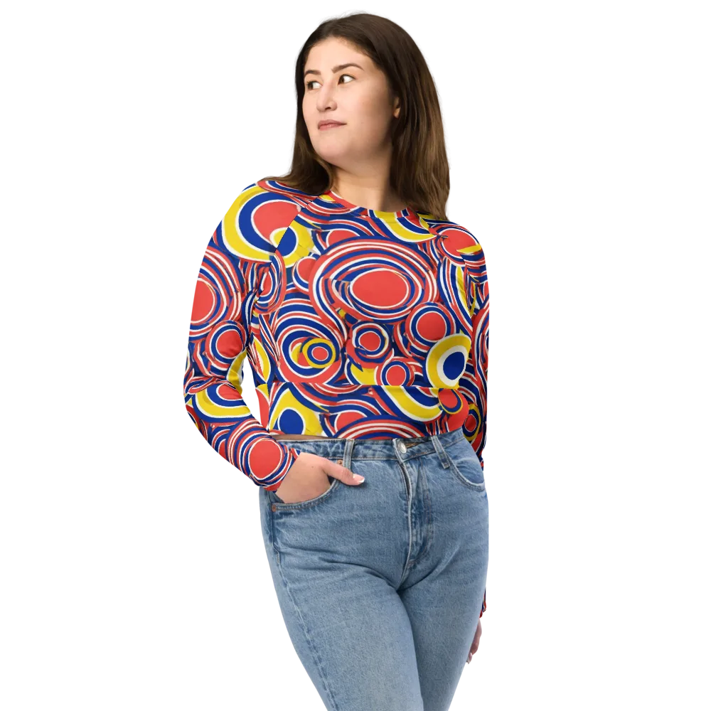 Carnival Circles on Long Sleeve Crop Top — Front