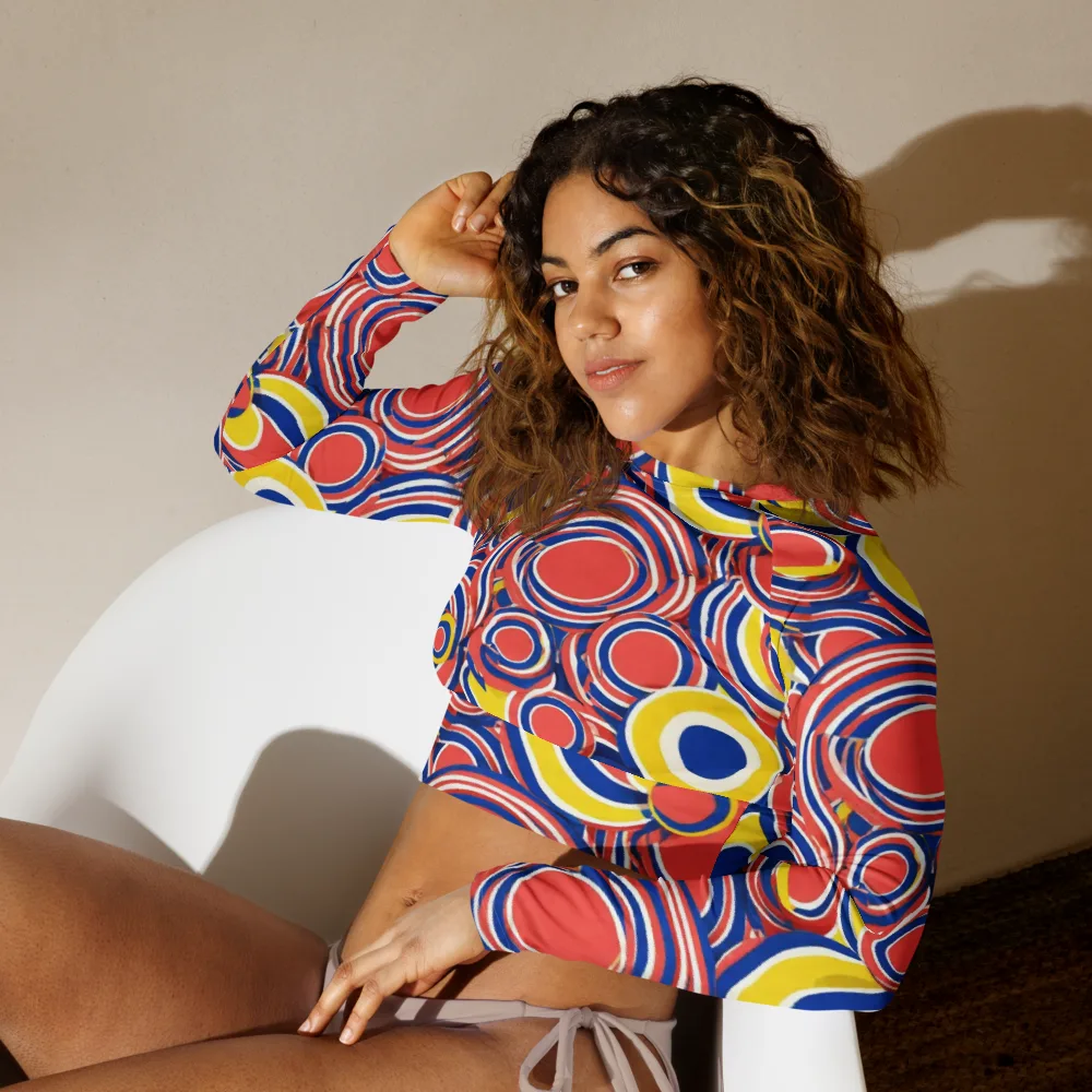 Carnival Circles on Long Sleeve Crop Top — Left Front